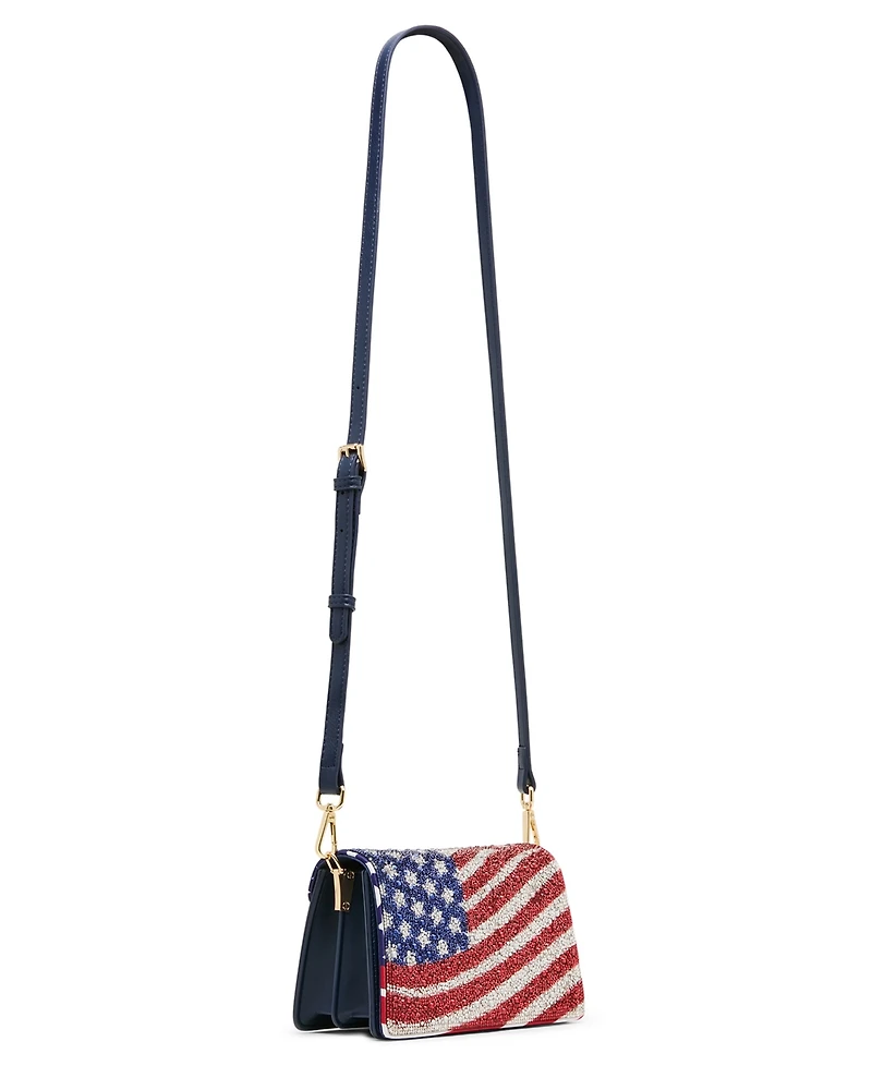 Betsey Johnson American Flag Glitter Small Crossbody Handbag