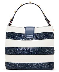 Betsey Johnson Ahoy, Gorgeous Rhinestone Stripe Mini Bucket Handbag