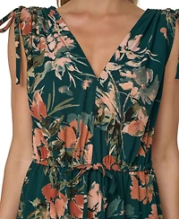 Calvin Klein Women's V-Neck Drawstring Waist Midi Dress