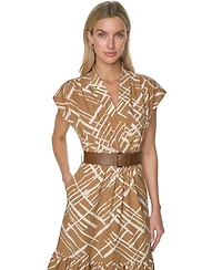 Calvin Klein Women's V-Neck Belted Midi Dress
