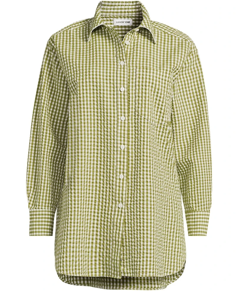 Lands' End Plus Oversized Seersucker Shirt