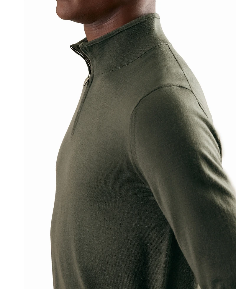 Reiss Men's Blackhall Half Zip Funnel Merino Wool Jumper Sweater
