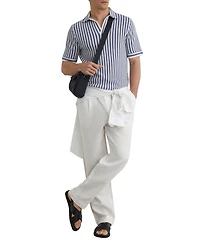 Reiss Men's Alba Open Collar Stripe Polo Shirt