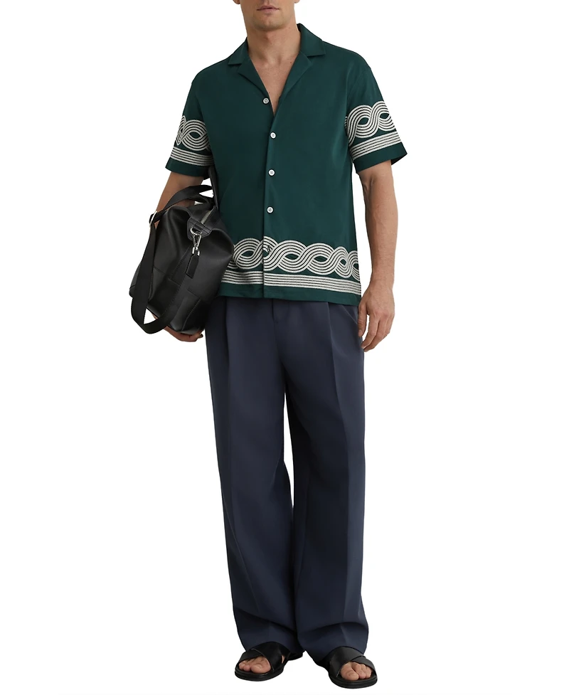 Reiss Men's Arden Embroidered Cuban Shirt