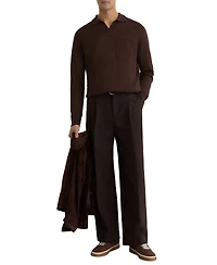 Reiss Men's Oaklands Open Collar Linen Polo Shirt