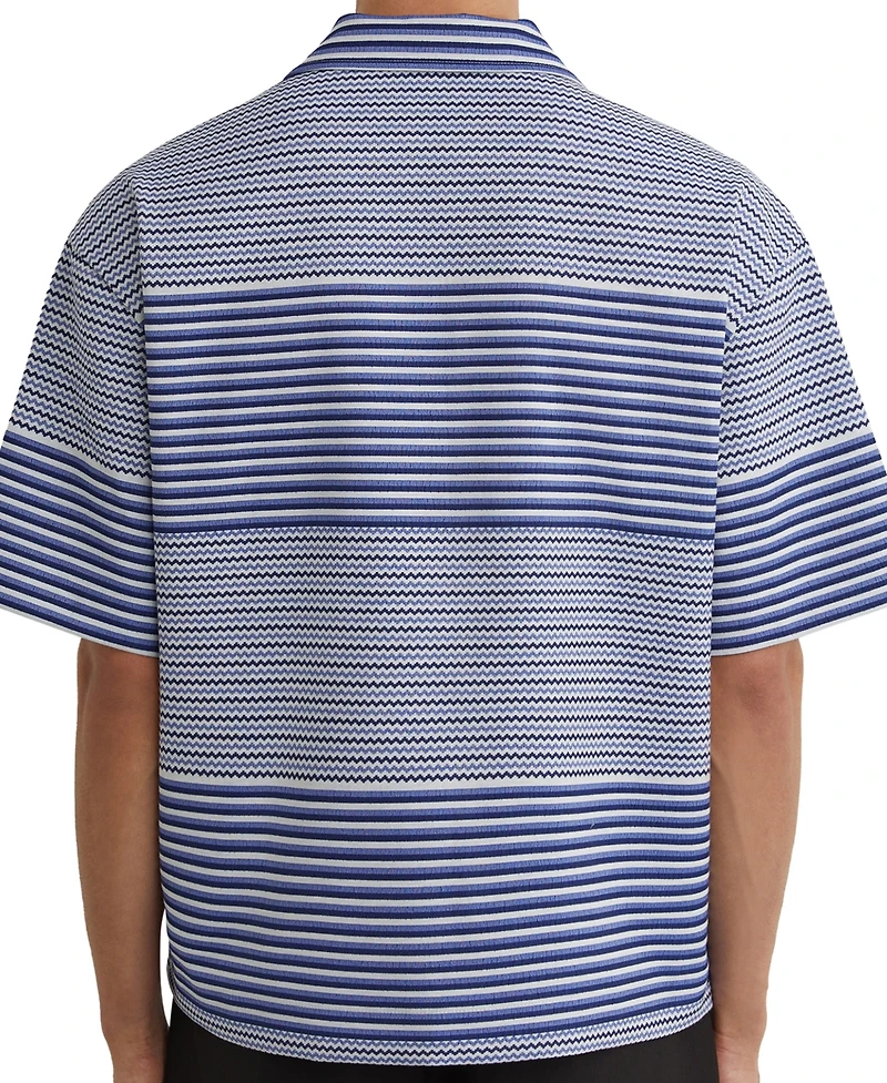 Reiss Men's Solstice Stripe Placement Cuban Shirt