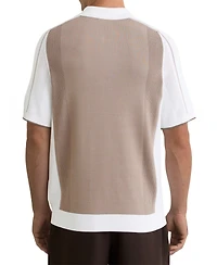 Reiss Men's Claremont Half Button Color block Polo Shirt