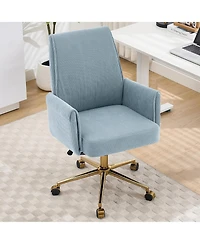 Rainsken Striped Velvet Office Chair Adjustable Ergonomic Desk Chair, Computer Chair with High Back, Base and Wheels for Home Office
