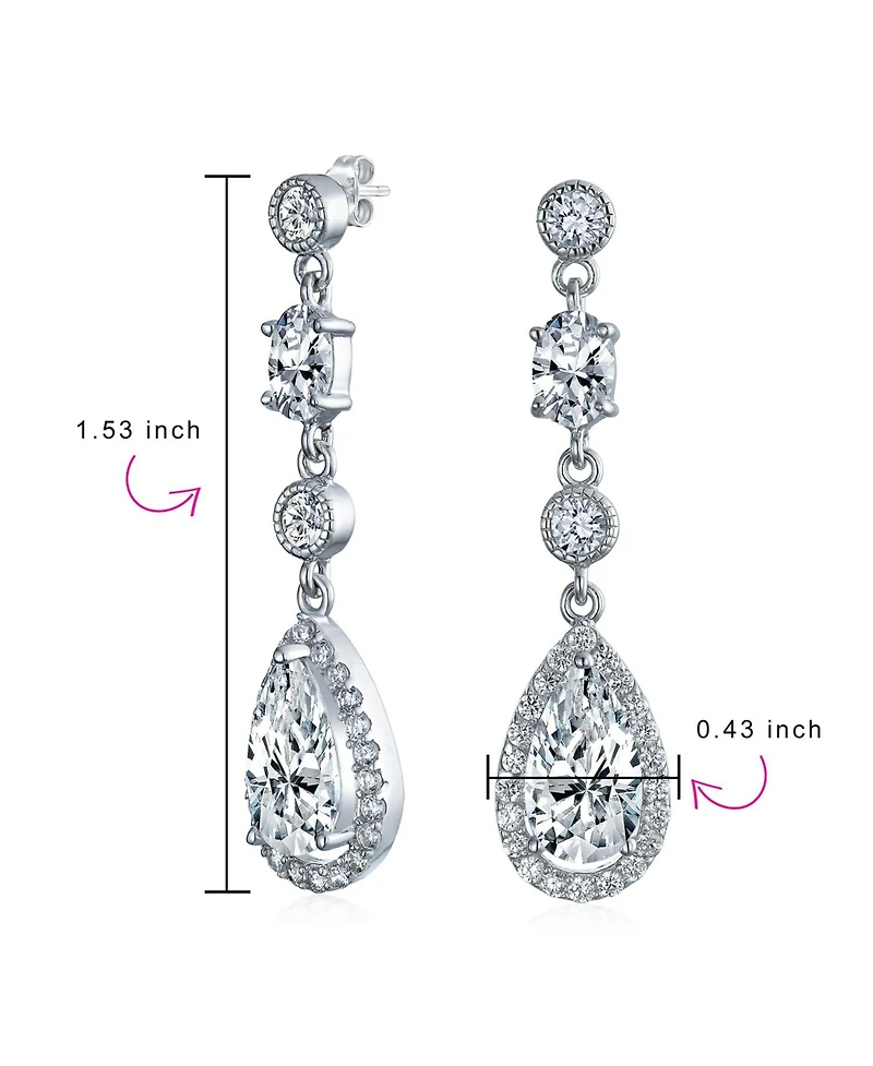 Bling Jewelry Cocktail Fashion Bridal Fashion Cubic Zirconia Halo Cz Large Statement Teardrop Chandelier Earrings