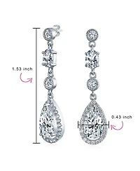 Bling Jewelry Cocktail Fashion Bridal Fashion Cubic Zirconia Halo Cz Large Statement Teardrop Chandelier Earrings