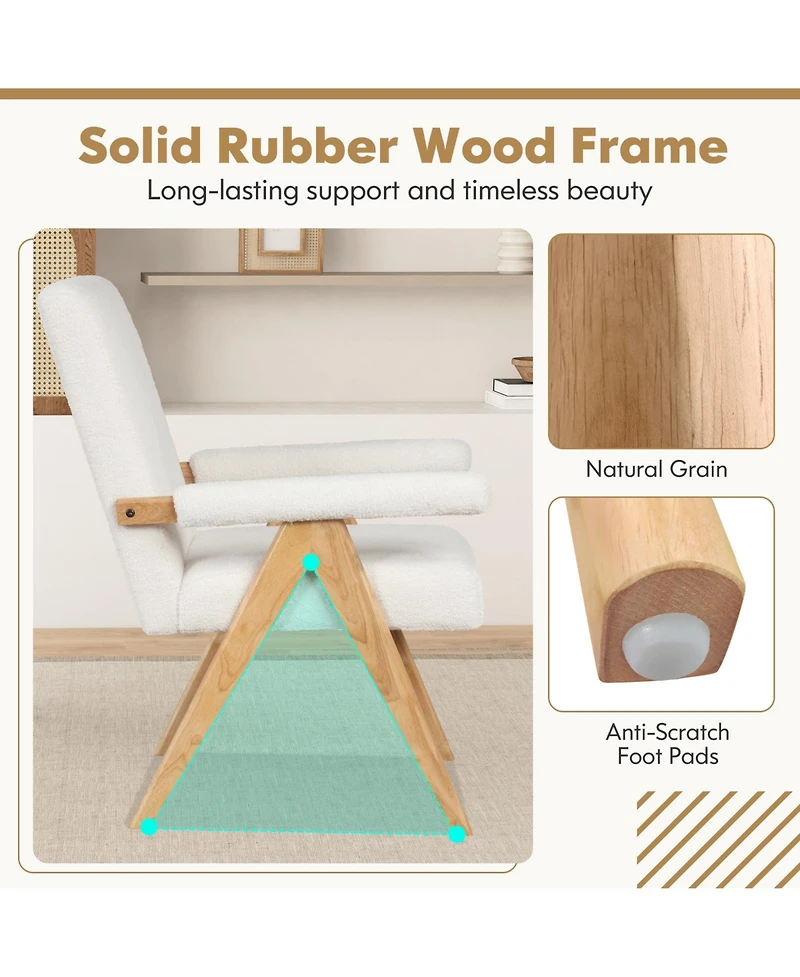 Slickblue Mid Century Style Accent Chair with Wooden Frame and Padded Armrests for Living Room