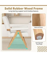 Slickblue Mid Century Style Accent Chair with Wooden Frame and Padded Armrests for Living Room