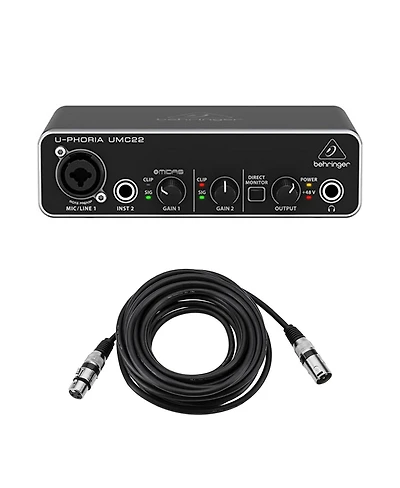 Behringer U-Phoria Umc 22 Audiophile 2x2 Usb Audio Interface with Midas Mic Preamplifier