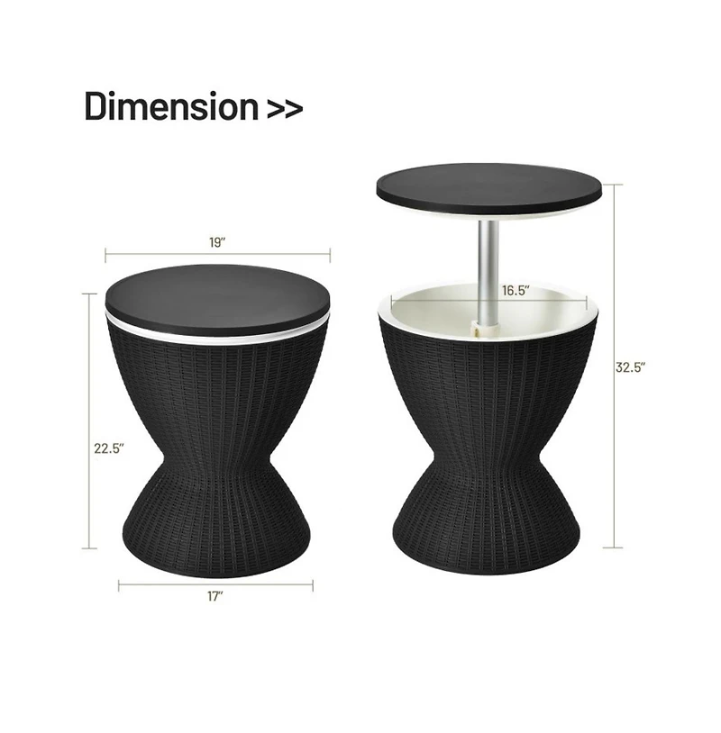 Boyel Living 3 1 8 Gallon Patio Rattan Cooler Bar Table with Adjust Ice