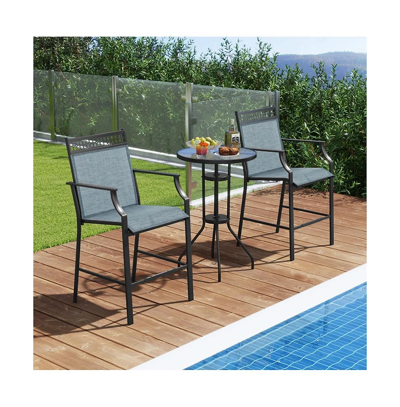 Boyel Living Outdoor Counter Stools Set of 2 Heavy-Duty Barstools with Footrest and Armrests
