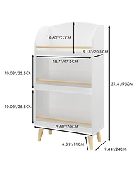 Rainsken 3 Tier Kids Bookshelf, Kids Bookshelf and Toy Storage, Freestanding Shelves and Cube Organizer, for Bedroom Living Room Office School