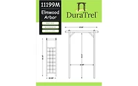 Dura-Trel Inc Elmwood Arbor 57" x 84" Pvc Outdoor Garden Arch Lattice Trellis, Mocha