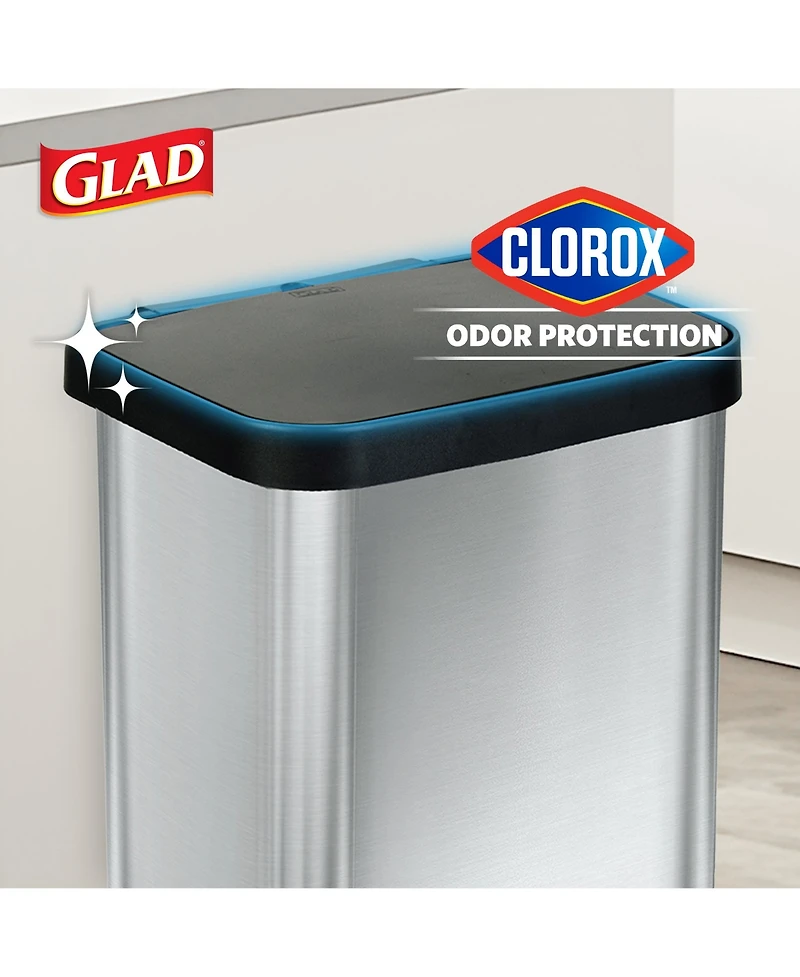 Glad Step Trash Can, Soft Close Lid Bin with Odor Protection, 20 Gal, Stainless