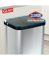 Glad Step Trash Can, Soft Close Lid Bin with Odor Protection, 20 Gal, Stainless