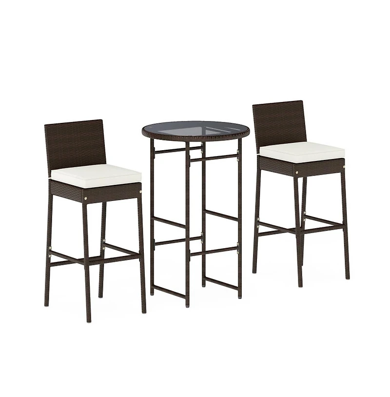 Boyel Living 3 Piece Outdoor Bar Set Patio Heavy-Duty Metal Barstool and Table Set