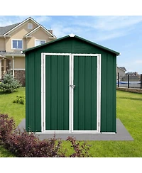 Mondawe 4feet x 6feet Outdoor Metal Storage Sheds Apex Roof Garden Tool Storage with Lockable Doors