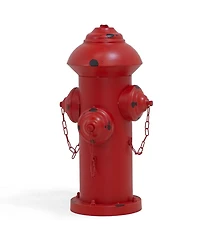 Metal Fire Hydrant Outdoor Garden Statue Decor with Red Finish