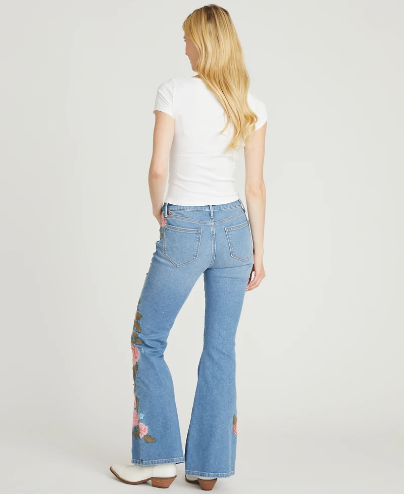Driftwood Women's Farrah Flare Floral Embroidered Jeans