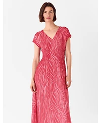 Whistles Women's Short Sleeve Zebra Texture Midi Dress