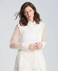 Kenneth Cole Women's Cotton-Blend Long-Sleeve Shirt