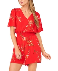 CeCe Women's V-Neck Flutter-Sleeve Romper
