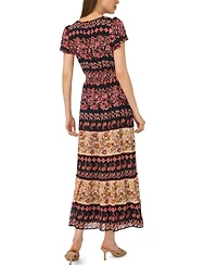 CeCe Women's Short-Sleeve Printed Maxi Dress