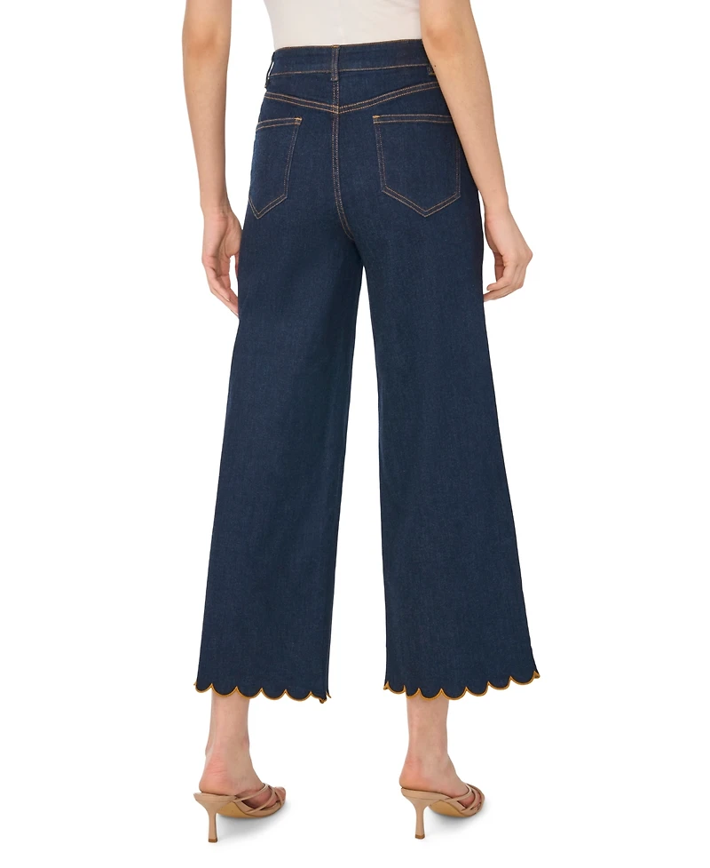 CeCe Women's Scallop Hem Mid-Rise Jeans