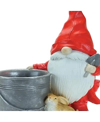 Slickblue Raincoat Garden Gnome Statue With Bucket Planter 24.75"h (Set of 2)