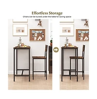 Boyel Living 3 Piece Bar Table Set with Backrest and Footrest for Small Space