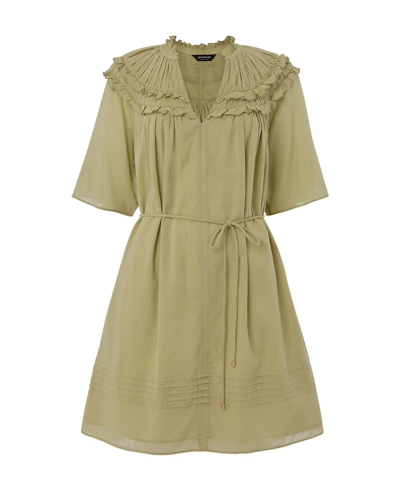 Whistles Women's Short Sleeve Cotton Frill Mini Dress