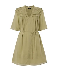 Whistles Women's Short Sleeve Cotton Frill Mini Dress