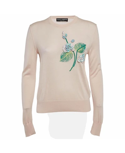 Pre-Owned Dolce & Gabbana Women's Floral Applique Cashmere Sweater