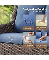 Pocassy 2-Person Wicker Outdoor Patio Glider Couch with Deep Seating and Cushions, Suitable for Porch Deck Balcony