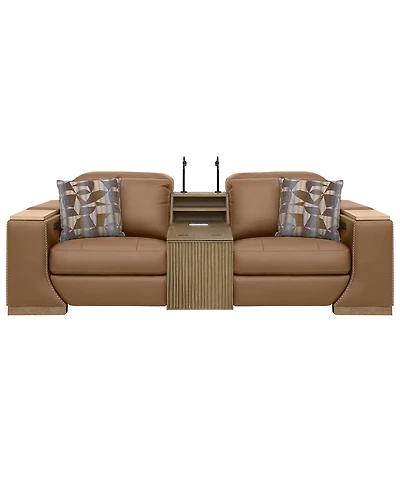 Holtman 3-Piece Leather Sectional Sofa with 2 Power Recliners and Console