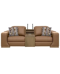 Holtman 3-Piece Leather Sectional Sofa with 2 Power Recliners and Console