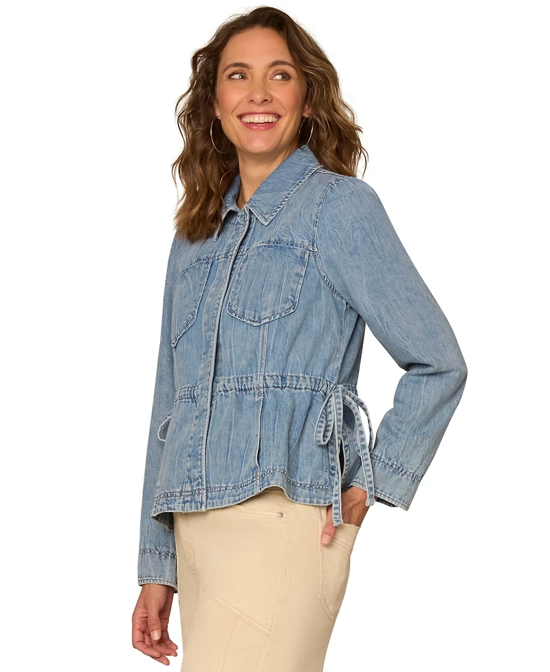 Democracy Petite Collared Neck Peplum Jacket