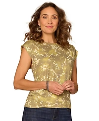 Democracy Petite Printed Cap-Sleeve Top