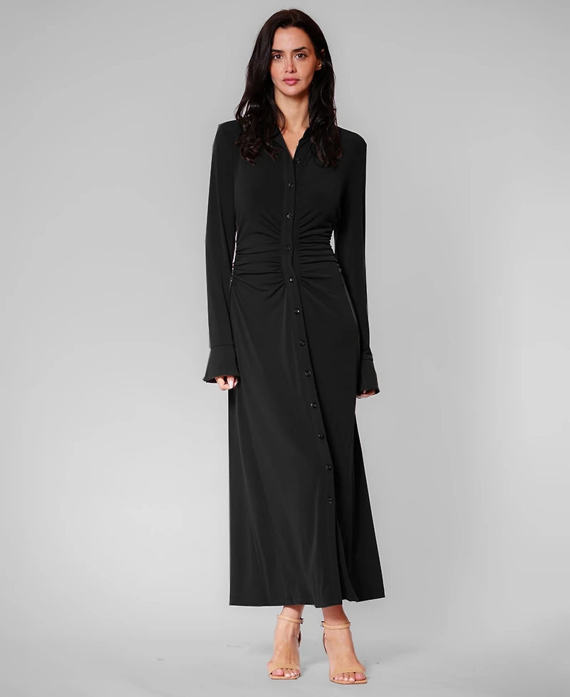 julia jordan Women's Long-Sleeve Collared Midi Dress