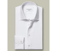 Charles Tyrwhitt Men's Spread Collar Rounded Cuffs Solid Dress Shirt