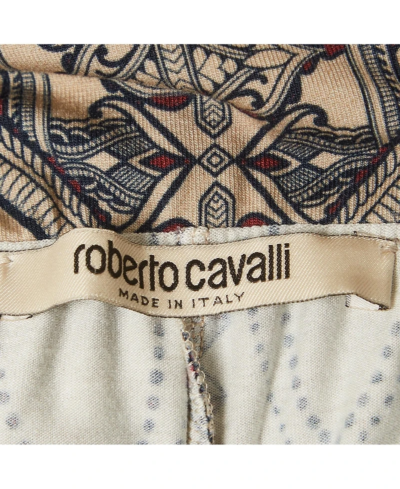 Pre-Owned Roberto Cavalli Women's Printed Knit Draped Overlay Detail Pants
