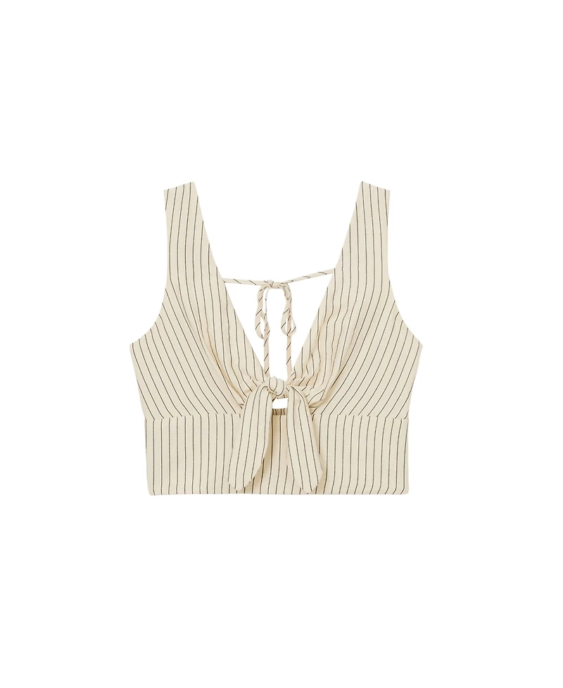 Reiss Women's Pinstripe Tie-Front Cropped Top