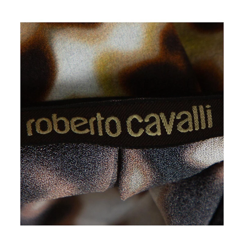 Pre-Owned Roberto Cavalli Women's Printed Silk Crepe Tie Front Blouse