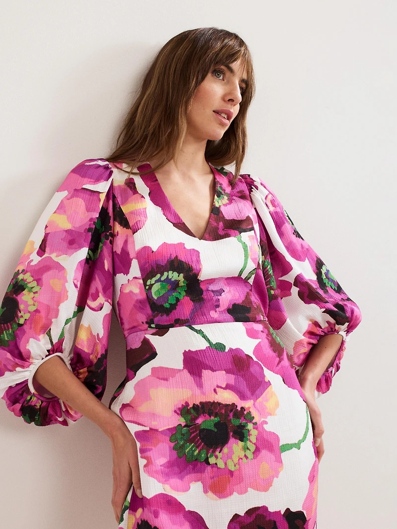 Phase Eight Women's Fiona Puff Sleeve V-Neck Dress