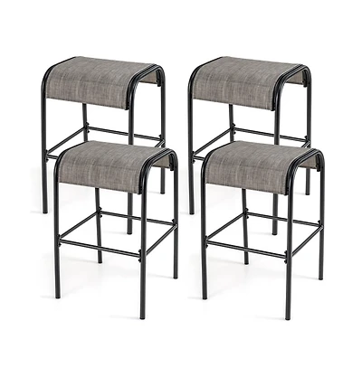Boyel Living Set of 2/4 Patio Metal Bar Stools with Curved Fabric Seat-Set of 4
