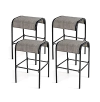Boyel Living Set of 2/4 Patio Metal Bar Stools with Curved Fabric Seat-Set of 4
